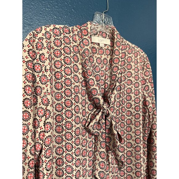 Ann Taylor Loft XS Print Long Sleeve Blouse - Picture 3 of 7